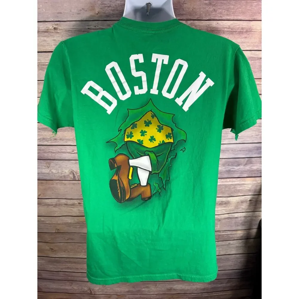 Mitchell And Ness Boston Celtics Green Shirt Size Medium Front Back Graphic